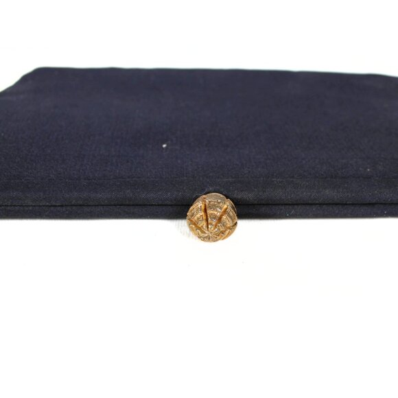 Vintage 1960s Navy Blue Convertible Clutch Gold Chain Handle & Snap Closure - Picture 11 of 12